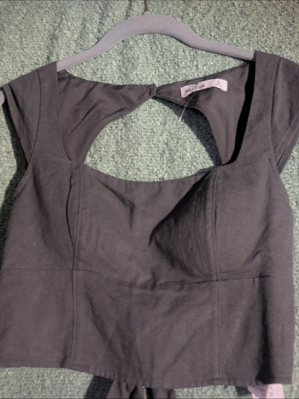 Hollister Black Backless Cutout Cropped Corset Top